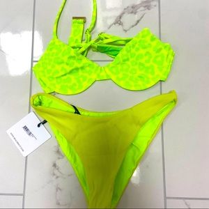 Beach Riot Neon Yellow Ribbed Bikini Bottom Only NWT